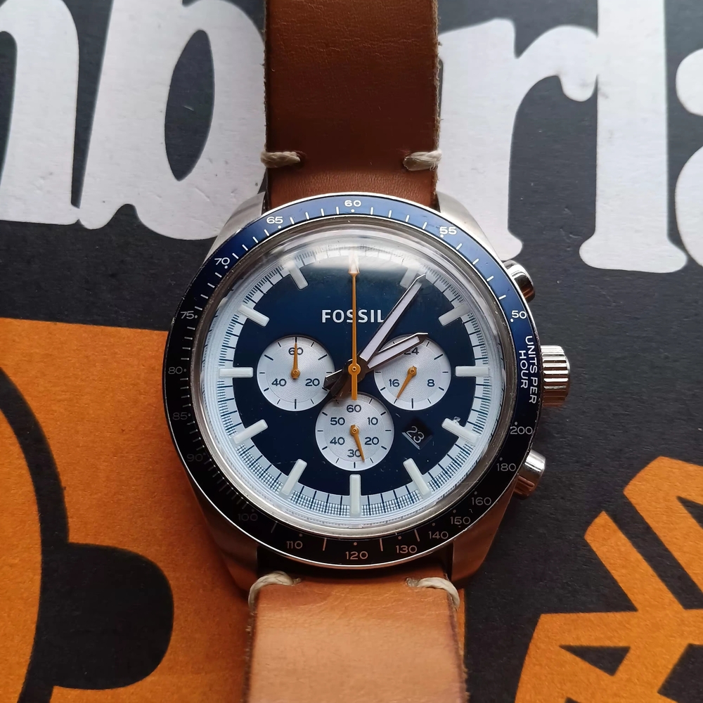Limited Edition Fossil Chronograph Ch2912 Navy and Tan Chronograph Watch